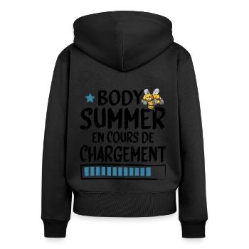 Body Summer Chargement Cadeau Musculation - Sweat à capuche zippé Premium bio Femme - noir - Dos - Julia (174cm)