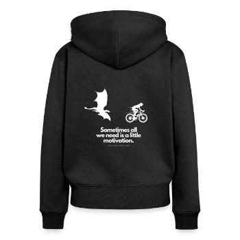 Extra Portion Motivation Fahrradfahrerinnen Drache - Frauen Premium Bio Zip Hoodie - Schwarz - Hinten - Julia (174cm)