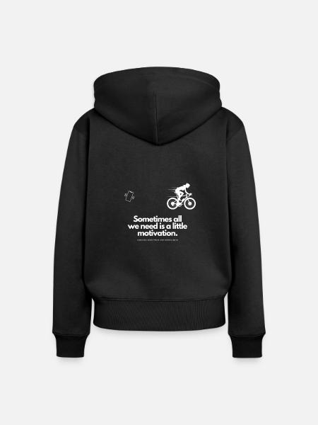 Extra motivatie vrouwelijke fietsers mobiele telefoon - Vrouwen Premium Bio ziphoodie - zwart