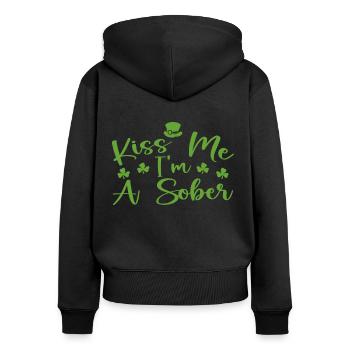 Embrasse-moi je suis sobre : la Saint-Patrick - Sweat à capuche zippé Premium bio Femme - noir - Dos - Julia (174cm)