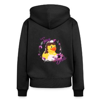 Team Bride Canard en caoutchouc - Sweat à capuche zippé Premium bio Femme - noir - Dos - Julia (174cm)