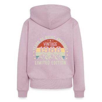 Cadeau pour Célébrer Votre Année de Naissance 1988 - Sweat à capuche zippé Premium bio Femme - rose poudré - Dos - Julia (174cm)