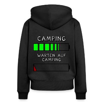 akku camping - Frauen Premium Bio Zip Hoodie - Schwarz - Hinten - Julia (174cm)