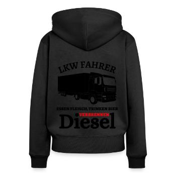 LKW Fahrer - Essen Fleisch Trinken Bier ... - Frauen Premium Bio Zip Hoodie - Schwarz - Hinten - Julia (174cm)