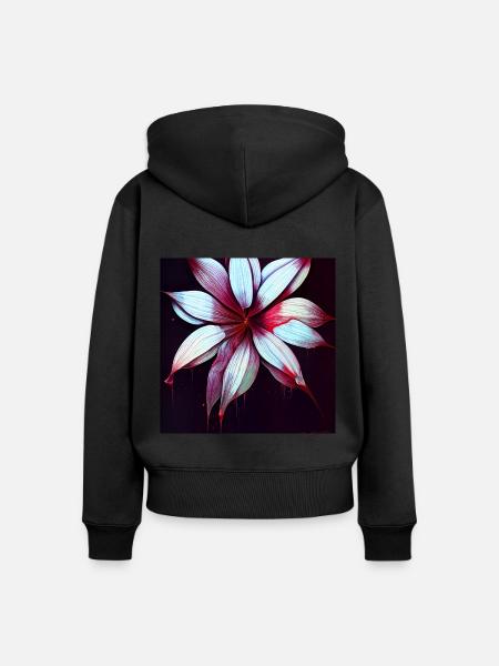 Red Flower - Frauen Premium Bio Zip Hoodie - Schwarz