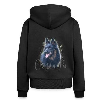 ChodskyPes - Frauen Premium Bio Zip Hoodie - Schwarz - Hinten - Julia (174cm)