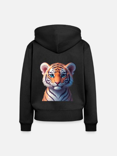 Bengalische Tigerbaby - Frauen Premium Bio Zip Hoodie - Schwarz