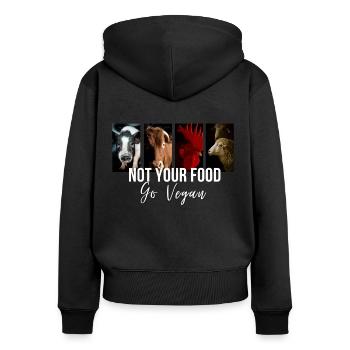 Devenez végétalien - Pas votre nourriture | Bien-être animal | Véganisme - Sweat à capuche zippé Premium bio Femme - noir - Dos - Julia (174cm)