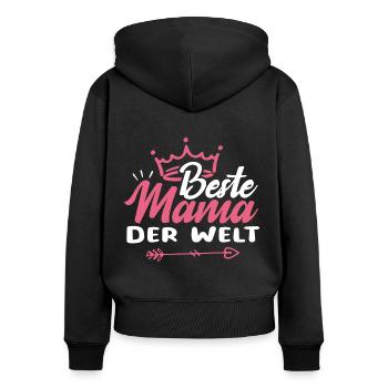 Beste Mama der Welt - Frauen Premium Bio Zip Hoodie - Schwarz - Hinten - Julia (174cm)