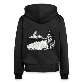 Auf dem Weg zum Gipfel - Berg Matterhorn Zermatt - Frauen Premium Bio Zip Hoodie - Schwarz - Hinten - Julia (174cm)