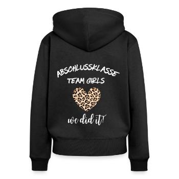 Schulabschluss Abschlussklasse TeamGirls we did it - Frauen Premium Bio Zip Hoodie - Schwarz - Hinten - Julia (174cm)