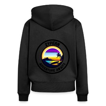Zypern - Adventure Awaits - Frauen Premium Bio Zip Hoodie - Schwarz - Hinten - Julia (174cm)