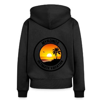 Mykonos - Ultimate Vacation - Frauen Premium Bio Zip Hoodie - Schwarz - Hinten - Julia (174cm)