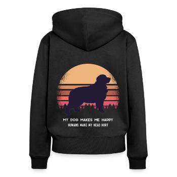 Maman bouvier bernoise - Sweat à capuche zippé Premium bio Femme - noir - Dos - Julia (174cm)