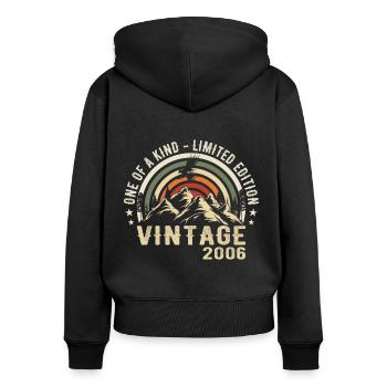 Né en 2006 Vintage 2006 Anniversaire Rétro 2006 - Sweat à capuche zippé Premium bio Femme - noir - Dos - Julia (174cm)