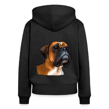 Boxer Hundekopf - Frauen Premium Bio Zip Hoodie - Schwarz - Hinten - Julia (174cm)
