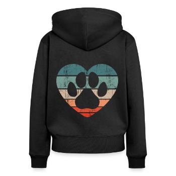 Retro Tierheim Hund Retten Tierschutz Hundeheim - Frauen Premium Bio Zip Hoodie - Schwarz - Hinten - Julia (174cm)
