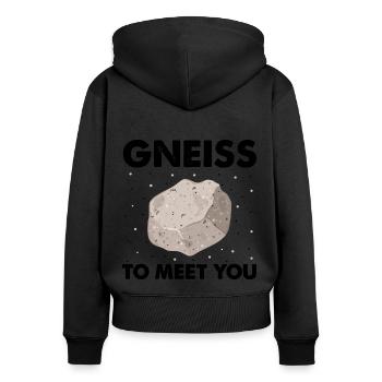 Collecteurs minéraux et ventilateur de minéraux de minerais - Sweat à capuche zippé Premium bio Femme - noir - Dos - Julia (174cm)