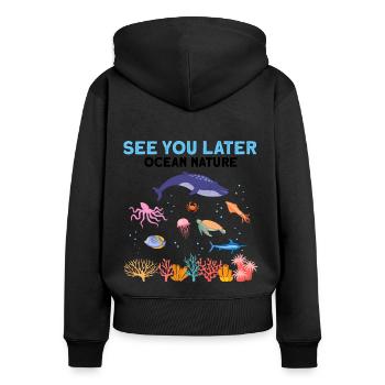 Mer Nature Biologiste marin Biologie marine Mer Océan - Sweat à capuche zippé Premium bio Femme - noir - Dos - Julia (174cm)