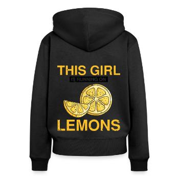 Lemon Design Lemonades Stand Boss Lemon Sale - Women's Premium Organic Zip Hoodie - black - Back - Julia (174cm)