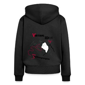 Vertical Idiot level 2 White Edition - Frauen Premium Bio Zip Hoodie - Schwarz - Hinten - Julia (174cm)