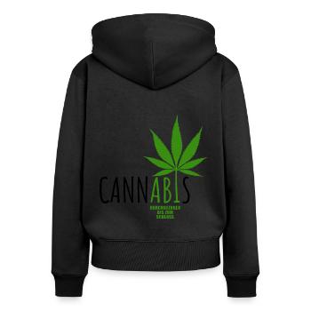 CannABIs Abi durchgezogen - Abitur - Spruch - Frauen Premium Bio Zip Hoodie - Schwarz - Hinten - Julia (174cm)