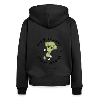 Best Veggies Cartoon - Women's Premium Organic Zip Hoodie - black - Back - Julia (174cm)