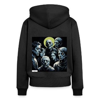 Amis les plus sombres - Sweat à capuche zippé Premium bio Femme - noir - Dos - Julia (174cm)
