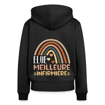 infirmière élue meilleure infirmière humour cadeau - Sweat à capuche zippé Premium bio Femme - noir - Dos - Julia (174cm)
