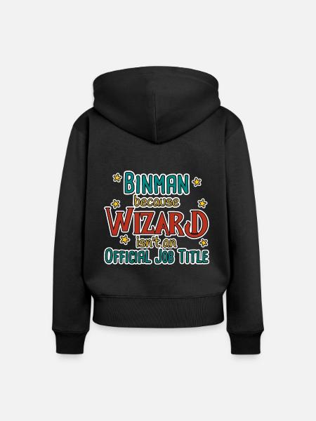 Binman Wizard - Frauen Premium Bio Zip Hoodie - Schwarz