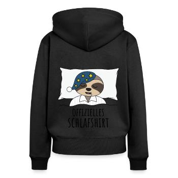 Offizielles Schlafshirt - Frauen Premium Bio Zip Hoodie - Schwarz - Hinten - Julia (174cm)