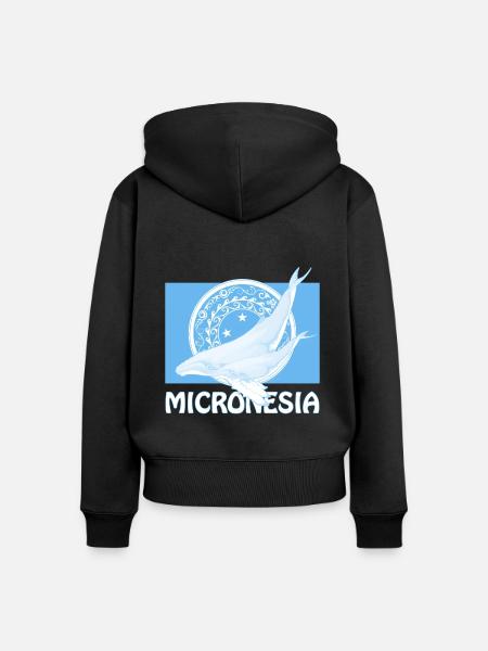 Flagge Mikronesiens und Buckelwale - Frauen Premium Bio Zip Hoodie - Schwarz