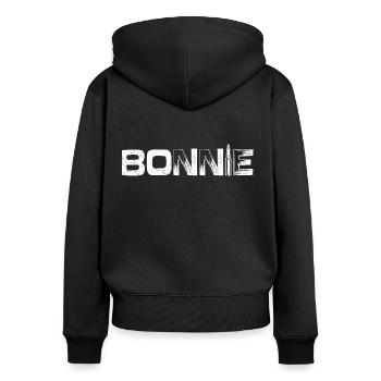 Tenue de couple Bonnie et Clyde - Sweat à capuche zippé Premium bio Femme - noir - Dos - Julia (174cm)