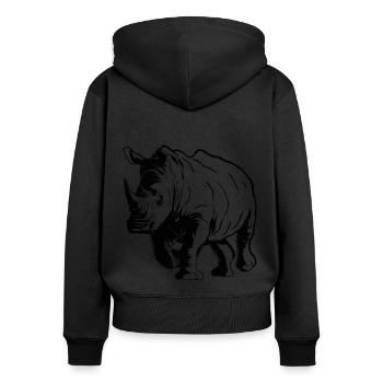 Rhino Sketch Rhinoceros Safari Wildtierliebhaber - Frauen Premium Bio Zip Hoodie - Schwarz - Hinten - Julia (174cm)