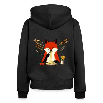 Pasta Fox - Women's Premium Organic Zip Hoodie - black - Back - Julia (174cm)