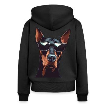 Doberman Wearing Sunglasses - Women's Premium Organic Zip Hoodie - black - Back - Julia (174cm)