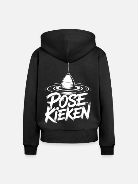Fischen Pose Humor - Frauen Premium Bio Zip Hoodie - Schwarz