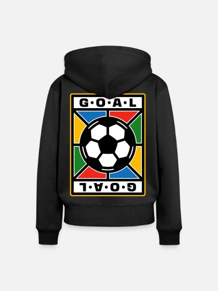Fußball-Retro-Abzeichen - Frauen Premium Bio Zip Hoodie - Schwarz