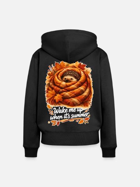 Niedlicher Igel im Winterschlaf Decken Spruch - Frauen Premium Bio Zip Hoodie - Schwarz