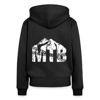 MTB - Frauen Premium Bio Zip Hoodie - Schwarz - Hinten - Julia (174cm)