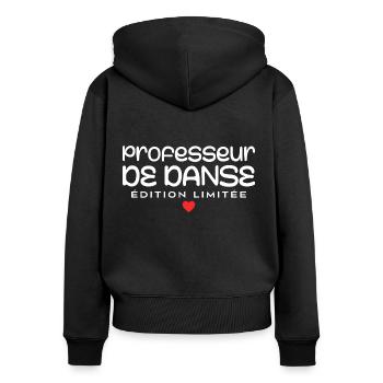 Professeur de danse - Sweat à capuche zippé Premium bio Femme - noir - Dos - Julia (174cm)