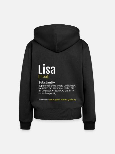 Lisa Name Definition - Frauen Premium Bio Zip Hoodie - Schwarz