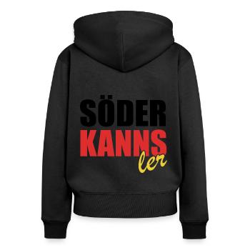 Söder kanns - Kanzler - Kanzlerkandidat - Frauen Premium Bio Zip Hoodie - Schwarz - Hinten - Julia (174cm)