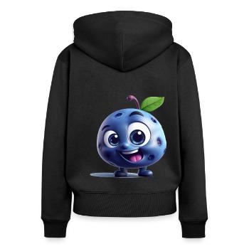 Eine lustige Blaubeere Obst funny Blueberry Fruit - Frauen Premium Bio Zip Hoodie - Schwarz - Hinten - Julia (174cm)
