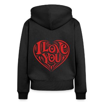 I love You - Valentine' Day - Liebe - Geschenk - Frauen Premium Bio Zip Hoodie - Schwarz - Hinten - Julia (174cm)