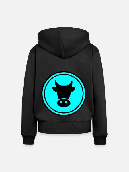 Kuh Kopf - Frauen Premium Bio Zip Hoodie - Schwarz
