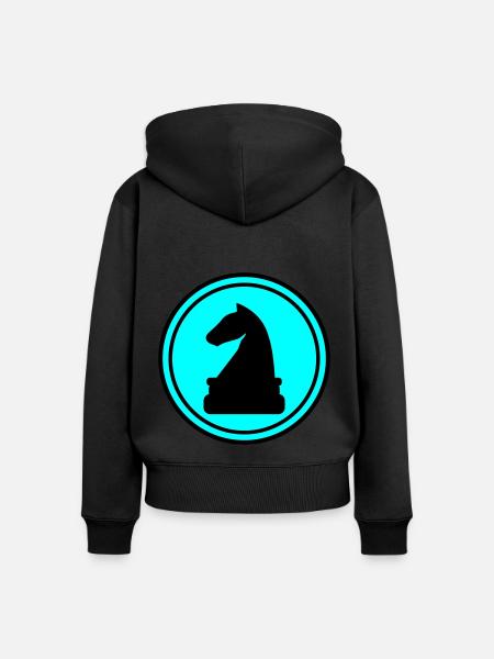 Pferd Schachfigur - Frauen Premium Bio Zip Hoodie - Schwarz