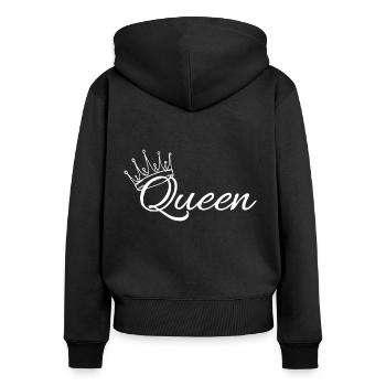 Tenue Queen King Queen Couple - Sweat à capuche zippé Premium bio Femme - noir - Dos - Julia (174cm)