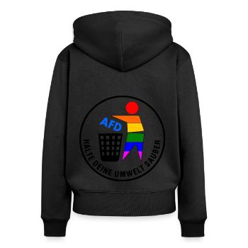 Fck afd - halte deine umwelt sauber - Frauen Premium Bio Zip Hoodie - Schwarz - Hinten - Julia (174cm)