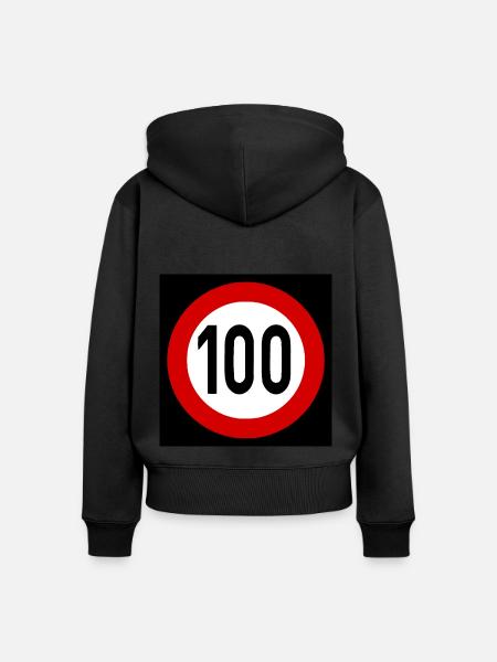 Geschwindigkeitsszeichen TempoLimit 100 Schild - Frauen Premium Bio Zip Hoodie - Schwarz